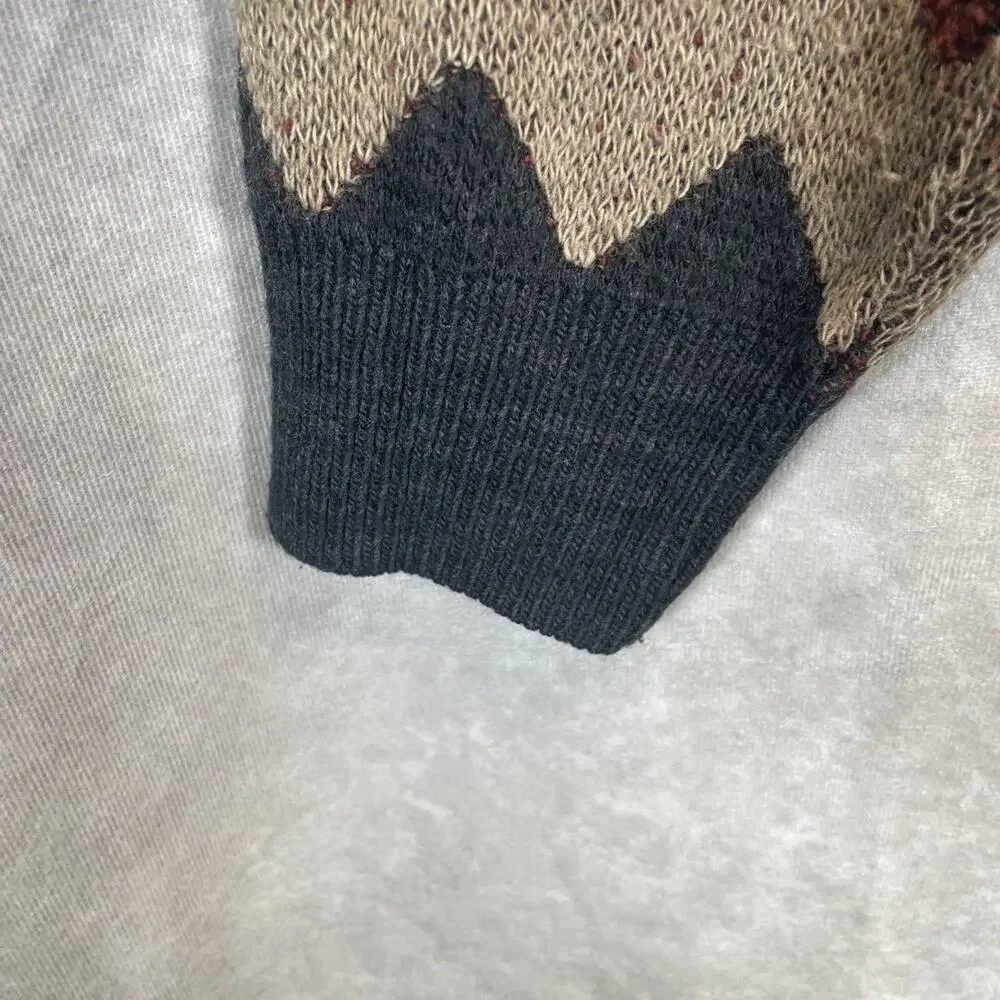 Vtg North Winds Cotton Traders Men XL Sweater Wool Blend Fair Isle Geo Pattern